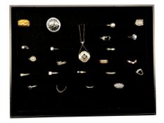 Victorian silver ring, Birmingham 1883, collection of twenty-one silver and stone set silver rings a