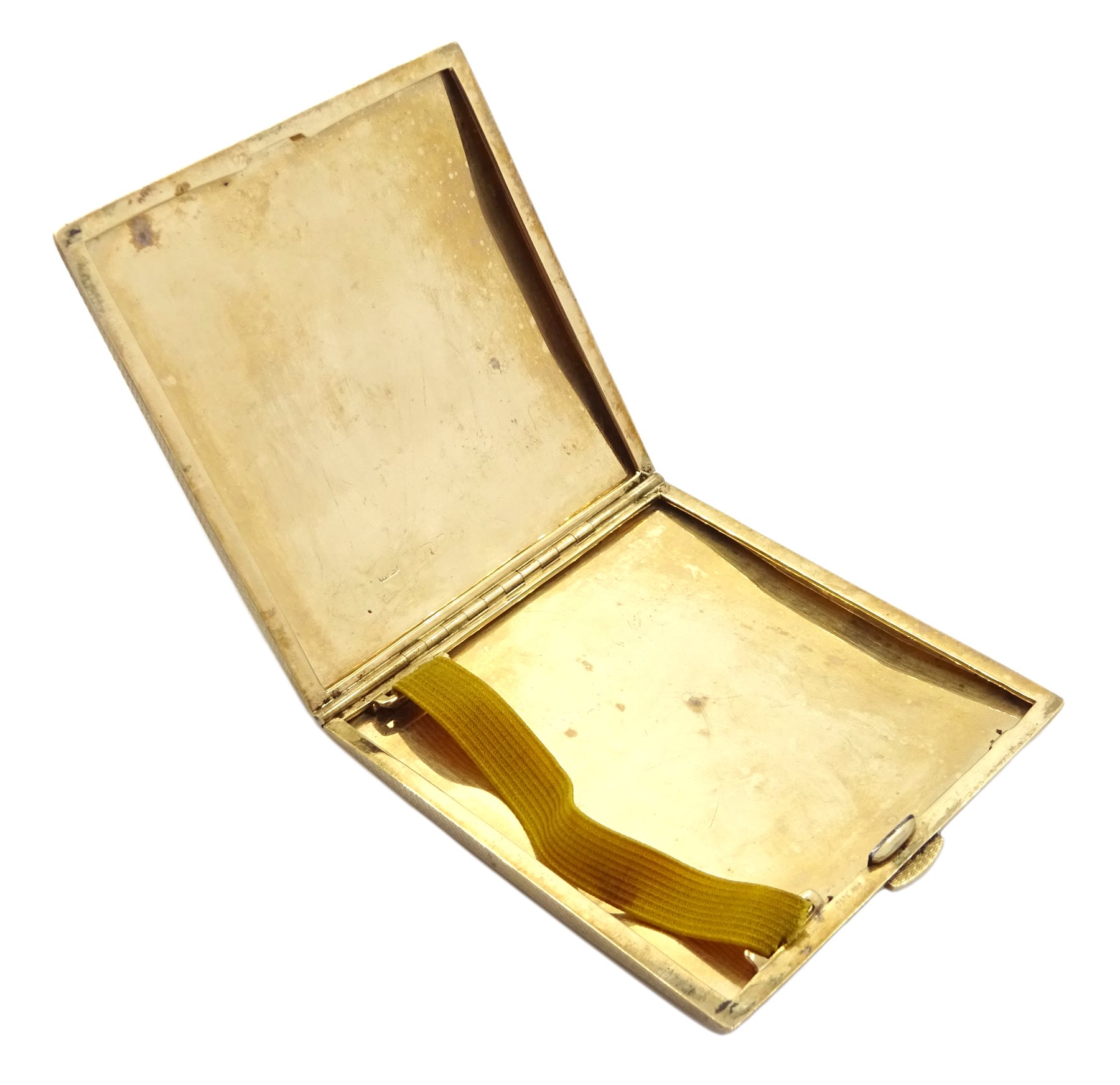 9ct gold cigarette case, engine turned decoration by Payton, Pepper & Sons Ltd, Birmingham 1927 - Image 2 of 3