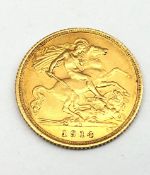 King George V 1914 gold half sovereign, Sydney mint