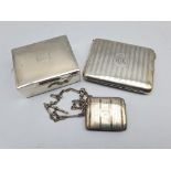 Small engine turned silver cigarette box 8cm x 7cm Birmingham 1958, silver cigarette case Birmingham