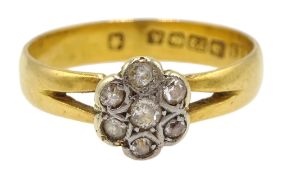 22ct gold diamond cluster ring, hallmarked