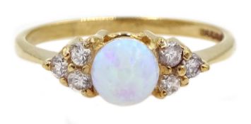 9ct gold opal and cubic zirconia ring, hallmarked