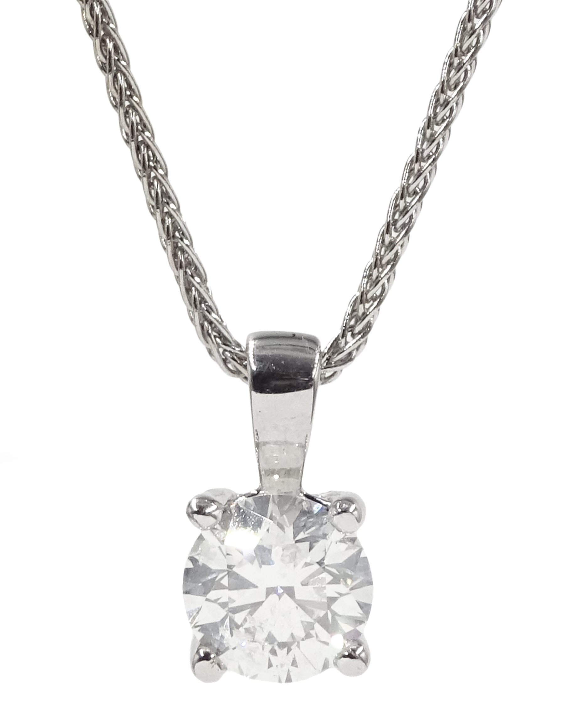 18ct white gold single stone diamond pendant necklace, stamped 750, diamond 1.01 carat