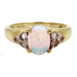 9ct gold opal and white topaz ring, hallmarked