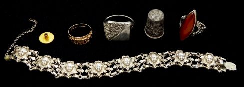 Victorian 9ct gold Mizpah ring, Birmingham 1889, 19th century French silver cherub link bracelet hal