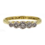 Victorian five stone diamond ring, rubover set, stamped 18ct Plat