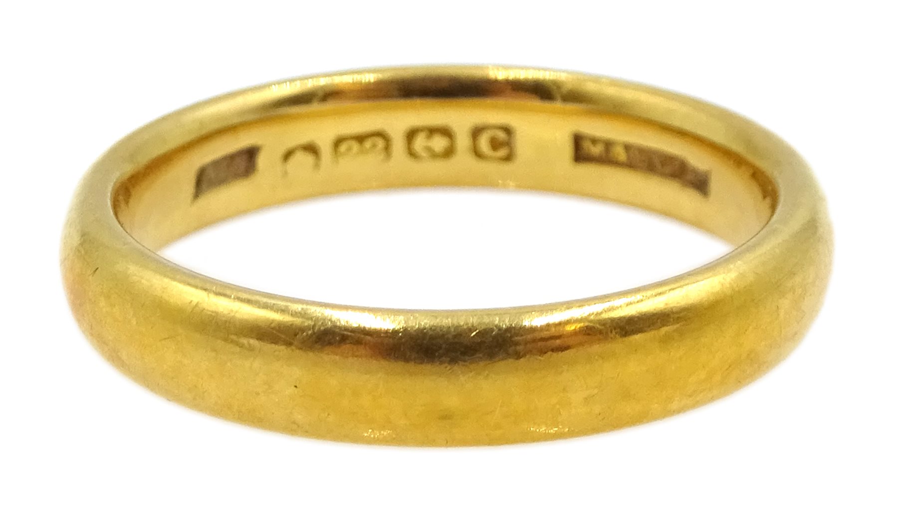 22ct gold wedding band, hallmarked