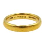 22ct gold wedding band, hallmarked