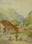 Fanny (Frances) Mary Minns (British 1847-1929): Alpine Village, watercolour signed and dated 1911, 2