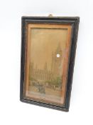 19th/ early 20th century Lithograph clock picture of Big Ben in ebonised frame, 31cm x 16cm