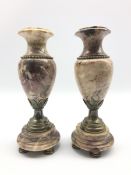 Pair of 19th century style baluster form garnitures with bronzed metal mounts, H25.5cm