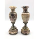 Pair of 19th century style baluster form garnitures with bronzed metal mounts, H25.5cm