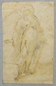 Circle of Sir Joshua Reynolds (British 1723-1792): Study of a Bearded Gentleman with Staff, pen and