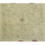 York District Ordnance Survey early 'Motoring' map pub. 1919, 65cm x 76cm