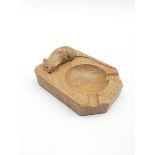 Thompson of Kilburn Mouseman oak ashtray with carved mouse signature