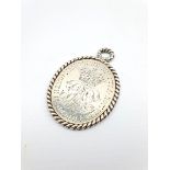 18th Century silver oval medallion inscribed 'To Major Sir Richard Worsley for services 1778', the