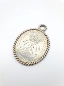 18th Century silver oval medallion inscribed 'To Major Sir Richard Worsley for services 1778', the