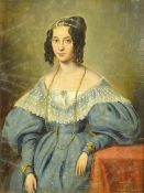 English School (Early 19th century): Portrait of 'Henrietta', oil on panel unsigned, inscribed on a