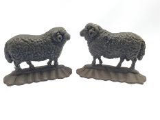 Pair of Victorian cast iron sheep door stops each 17cm x 23cm