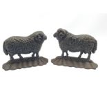 Pair of Victorian cast iron sheep door stops each 17cm x 23cm