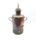 Victorian copper cylindrical two handled tea urn H58cm