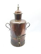 Victorian copper cylindrical two handled tea urn H58cm