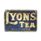 Lyons Tea enamelled advertising sign, double sided 45cm x 30cm