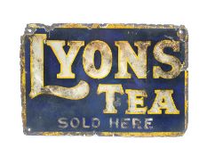 Lyons Tea enamelled advertising sign, double sided 45cm x 30cm