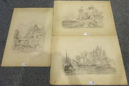 James Douglas (Scottish 1858-1911): 'Corwen' and Scottish Landscapes, three pencil drawings signed a
