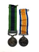 India General Service Medal with Afghanistan NWF 1919 clasp and, 14-18 war medal, to GNR J.T. Auty R