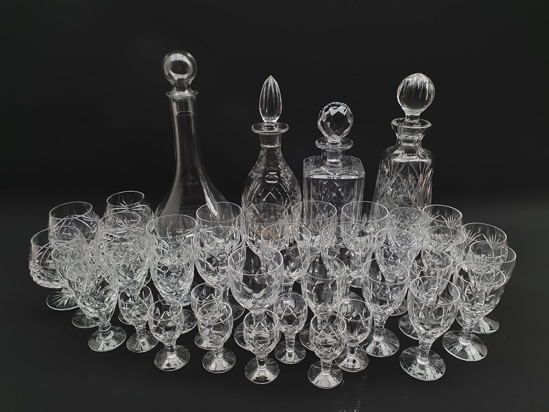 Part set of Stuart crystal table glass (25) other cut glass and four decanters - Image 2 of 2