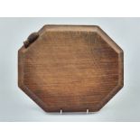 Thompson of Kilburn Mouseman oak cheese board of canted rectangular form with carved mouse signature