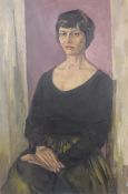 Mick Arnup (British 1923-2008): Portrait of a Seated Lady, oil on canvas unsigned 91cm x 60cm (unfra