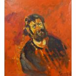 Mick Arnup (British 1923-2008): Self Portrait in Red, oil on canvas signed and dated '69, 89cm x 79c