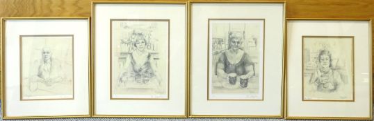 Alf Stoyles (British 20th century): 'Frances', 'Freda', 'Barbara' and 'Margaret', two pairs of monoc