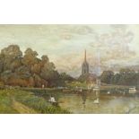 A H Ward (British 19th/20th century): On the Thames, watercolour signed 19cm x 28cm