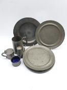 Set of six late 18th/early 19th Century pewter plates by Thomas Alderson engraved with a crest of a