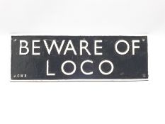 Cast alloy G.W.R. sign ' Beware of Loco' 25cm x 75cm