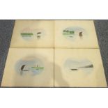 Indian School (Early 20th century): River Scenes, set four oval watercolours indistinctly signed and