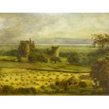 James Fard (19th century): Scottish Landscape with Ruined Castle possibly Caerlaverock Castle in Dum