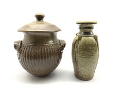 Andrew Hague (b.1948) for Askrigg Pottery: studio pottery two-handled lidded jar and vase, H23cm