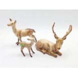 Beswick model of a Stag lying No. 954, Doe No. 999A and a Fawn No. 1000B, second version