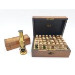 19th Century chemists walnut box containing forty named glass phials, the lid inscribed 'James Craft