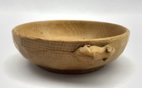 Thompson of Kilburn Mouseman adzed oak nut bowl with carved mouse signature D15cm