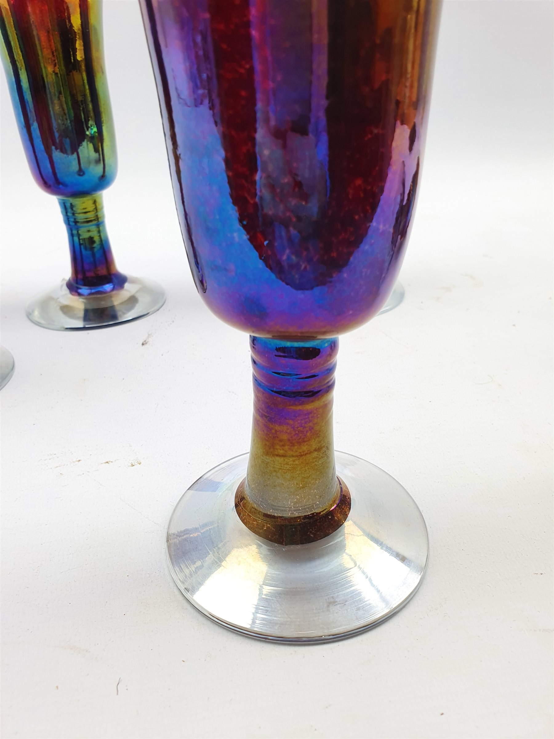 Set of six John Ditchfield Glasform iridescent goblets 19cm (6) - Image 3 of 4