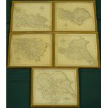 After John Cary (British c.1754-1835): Set five maps of Yorkshire, comprising 'North Riding', 'East