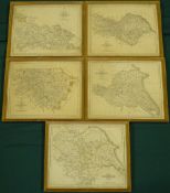 After John Cary (British c.1754-1835): Set five maps of Yorkshire, comprising 'North Riding', 'East