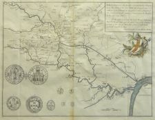 18th century Francis Drake (1696-1771) map of York and its Boundaries with Seals, from the History a