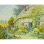 L Giblin (British 20th century): 'Cottage Garden', oil on canvas laid onto board signed, titled on a