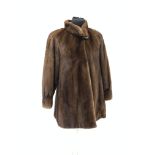 Royal Saga brown mink three quarter jacket, blouson sleeves, stand up collar and brown paisley
